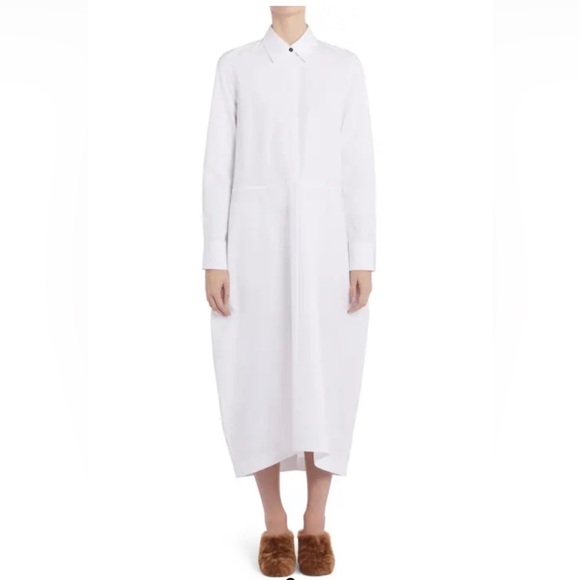 Jil Sander Dress Heavy Organic Cotton Poplin Size 2 White New With Tags - Picture 11 of 15